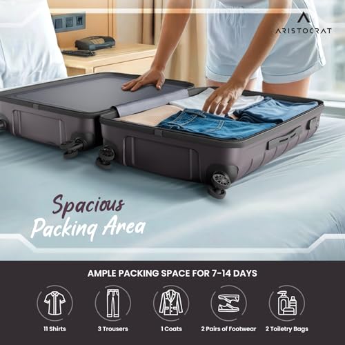 Image of Aristocrat Liberty 8-Wheel Medium Size Hard Case Trolley Bag, Saddle Brown