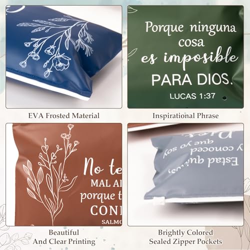 Y1tvei Spanish Bible Bag Gifts - 100Pcs Sketch Flower EVA Cosmetic Bag Bulk, Religious Bible Verse Waterproof Toiletry Pouch Organizer Travel Makeup Bag Gifts for Christian Church Party Favors Women4