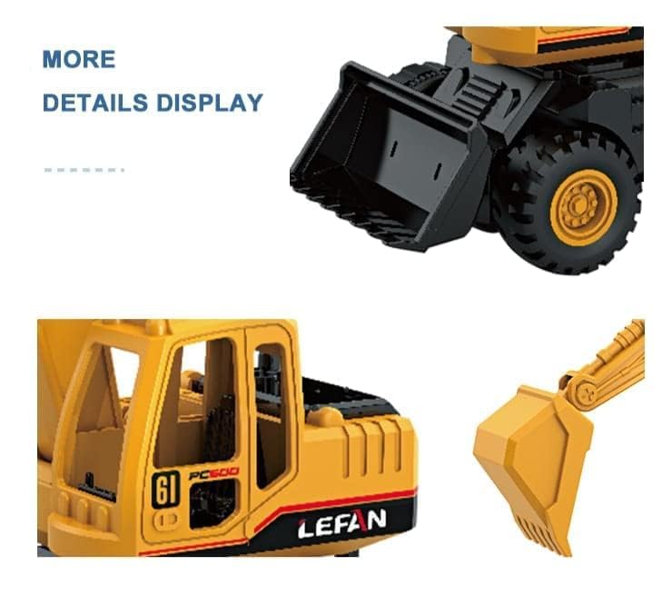 Image of Unbreakable Construction Vehicles for Kids Pretend Play Toy Trucks Bulldozer Play Set Building Vehicles Set for Kids 3-14 Years Excavator (168-61C) - Multicolor