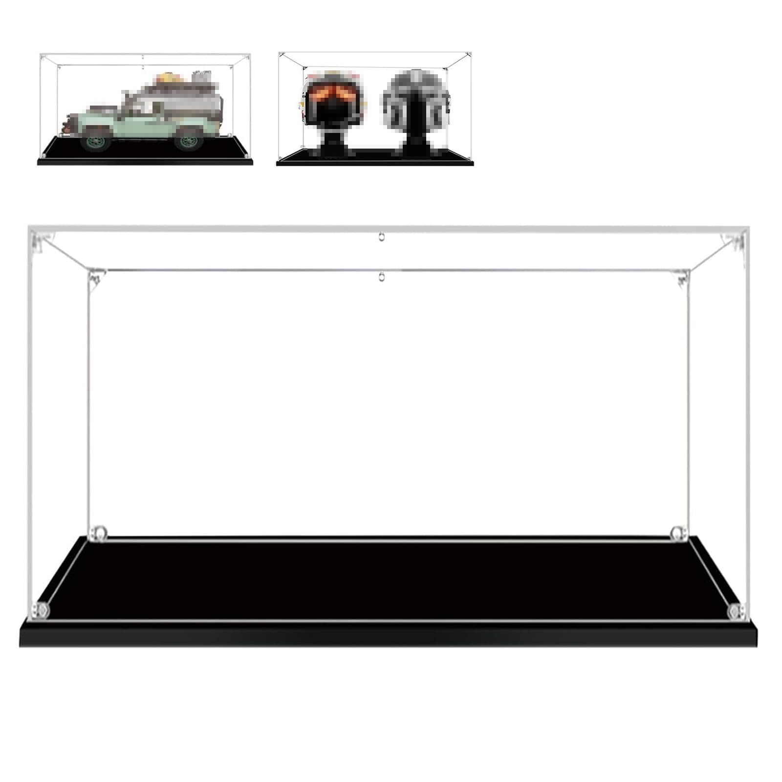 Vitrina de Acrílico Transparente con Base Negra - Caja Expositora a Prueba de Polvo para Figuras de Colección, Juguetes, Modelos y Coches - Montaje Fácil - Protección y Visualización Clara(50x20x25cm)