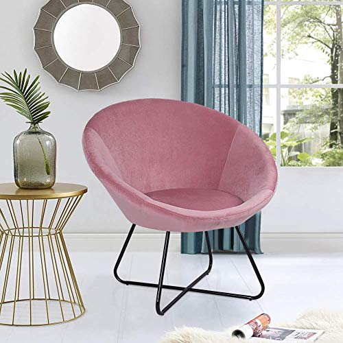 Cocoarm Sillón Redondo de Comedor, sillón de Relax, cojín Suave de Terciopelo, Asiento y Respaldo con Patas de Metal, sillón de televisión para Dormitorio, salón, Oficina