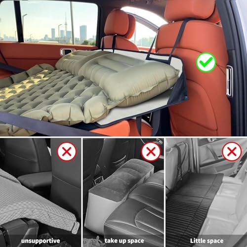 EULANT Auto Rücksitz Brücke, Stützen Sie die Camping Luftmatratze des Autostiefels & Verlängert die Rückbank zu Gibt Mehr Platz,Für die meisten Autos, SUV, MPV, Tesla Modell Y/Modell 3,Hellgrau
