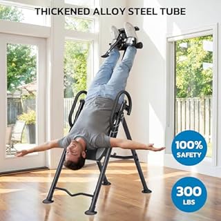 YOLEO Gravity Inversion Table for Back Pain Relief 2026 New Inversion Table w/Lumbar Support Easy to Assemble Back Stretcher Machine 300 lbs (Grey)