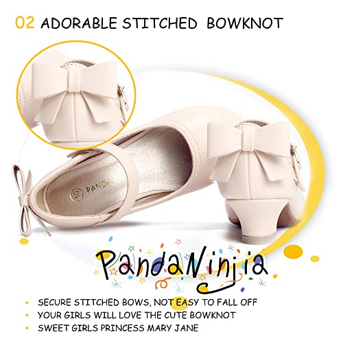 Image of PANDNAINJIA Girls Dress Shoes Toddler Heels Mary Jane Pumps