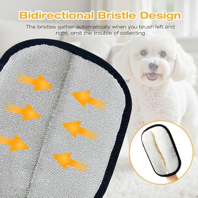 2 Pcs Reusable Electrostatic Pet Hair Remover Glove & Magic Brush, Cat & Dog Hair Removal Grooming Gloves for Furniture, Couch, Carpet, Car Seat, Clothes-Iy7A0Sq1