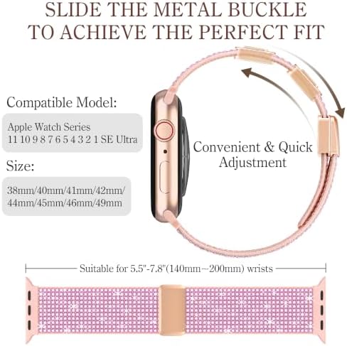 wipalor Sparkly Nylon Bands Fit Apple Watch Bands (42mm S3) 44/45/46/49mm - 3