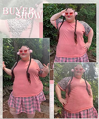 Image of CARCOS Plus Size Tops for Women Short Dual Ruffle Sleeve Chiffon Summer Tshirt Pullover Blouse 12w 28w XL-5XL