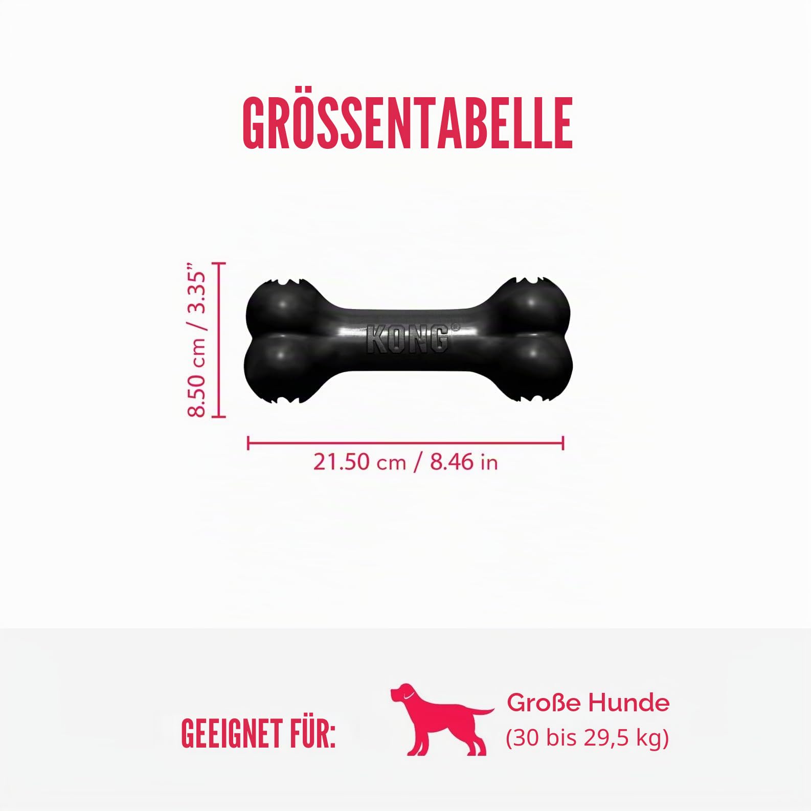 KONG Extreme Goodie Bone - Langlebiger Hundeknochen aus Naturkautschuk für Hunde mit starkem Biss - Für Große Hunde - Schwarz