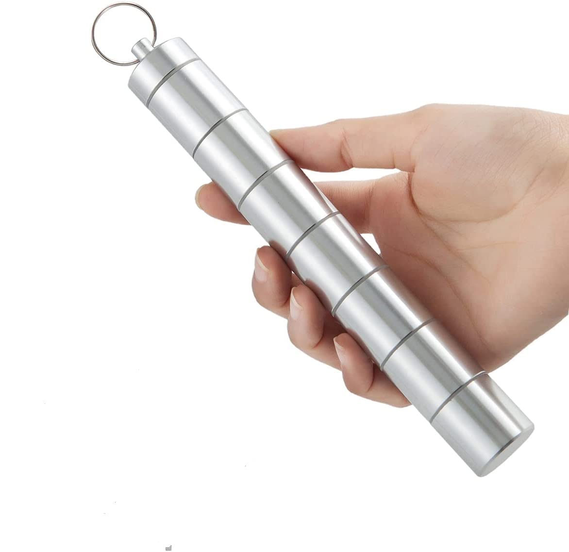 INKULTURE Portable Aluminum Alloy Medicine Organizer Box Tablets Container Case Keychain Stackable Waterproof Travel Pill Box Silver 01