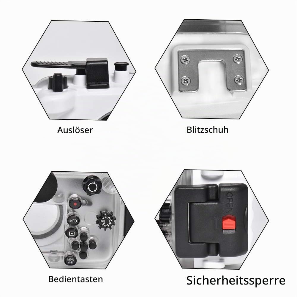 Sea frogs for Olympus TG-6 195FT/60M Underwater Camera Waterproof Diving housing Black (Housing + Red Filter)