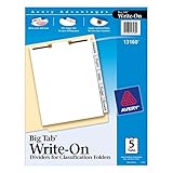Avery Big Tab Dividers for 2-Prong Classification Folders, White, Side Tabs, Set of 5 Big Tab Dividers (13160)