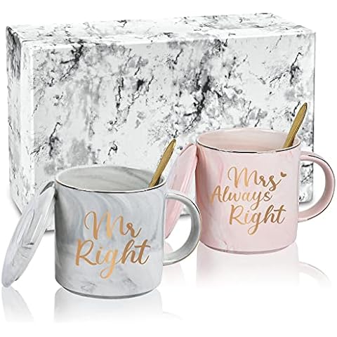 Joymaking 340 ml Mr Right & Mrs Always Right Kaffeetassen-Sets, Hochzeitsgeschenke für Paare, neues Zuhause Cover