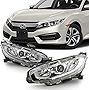 ACANII - For [Halogen Model] 2016-2020 Honda Civic Factory Style LED DRL Projector Headlights Headlamps Pair Assembly
