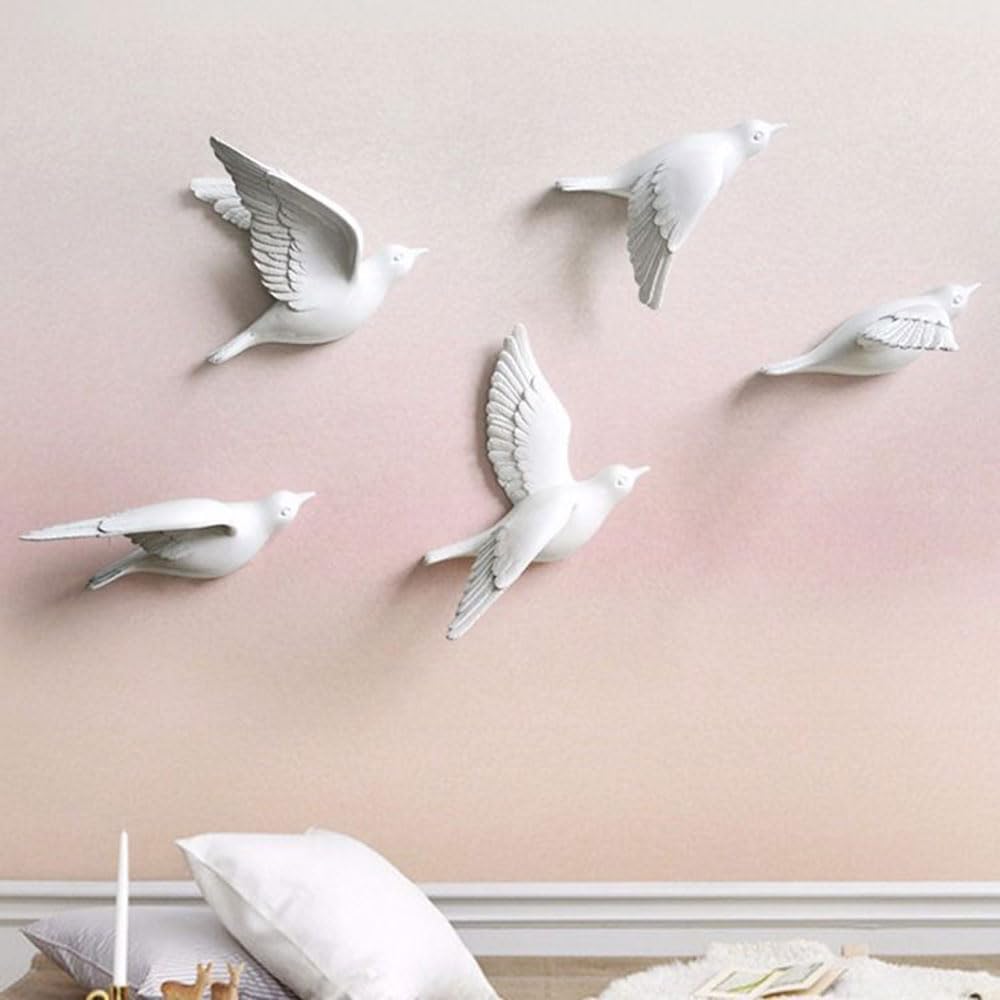 Amazon.co.jp: RNQZ 樹脂鳥の彫刻 5 個セット 3D 飛んでいる鳥アート