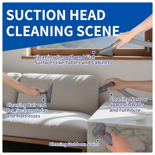Image of Vacuum Attachment Kit Compatible with Dyson V7 V8 V10 V11 V15 Vacuum Cleaner,Dryer Vent Hose Flexible Extension Hose Mattress Tool Stiff Brush Soft Bristle Crevice Tool Attachment for Home Cleaning