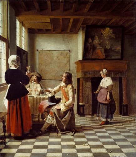Décoration Murale 60x90cm de Pieter De Hooch pour un salon élégant