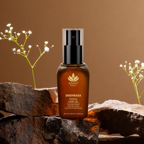 Image of Snehrasa Masaz Hair Oil-100ML with Rosemary, Neem, Bhrigraj & Bakhuchi Oil for Hair-Fall Control, Thickness & Shine | Ayurvedic Scalp Nourishing Oil For All Hair Types