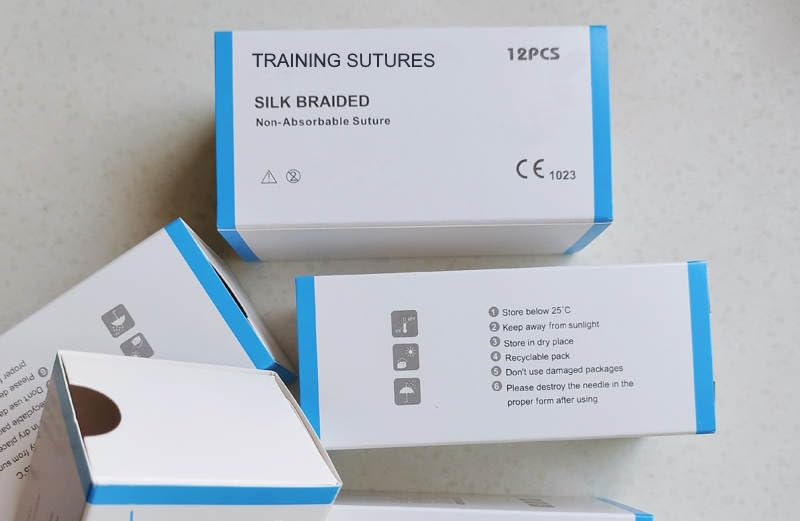 12 Pezzi Seta 3/0 Con Ago 26mm - Kit Sutura Sterile Per Esercitazione Medica E Veterinaria