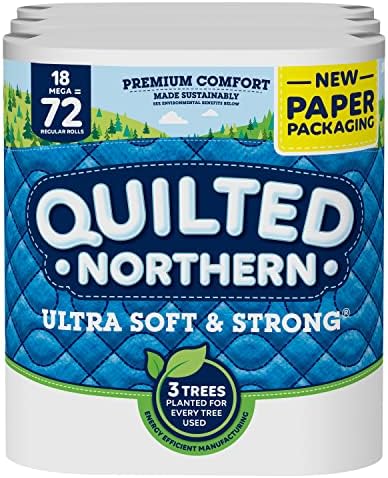 Quilted Northern Ultra Soft & Strong Toilet Paper, 18 Mega Rolls = 72 Regular Rolls, 2-ply Bath Tissue, 6 count (Pack of 3)