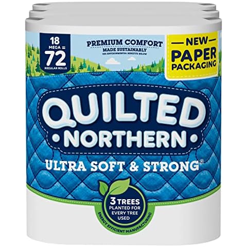 Quilted Northern Ultra Soft & Strong Toilet Paper, 18 Mega Rolls = 72 Regular Rolls, 2-ply Bath Tissue, 6 count (Pack of 3) Cover