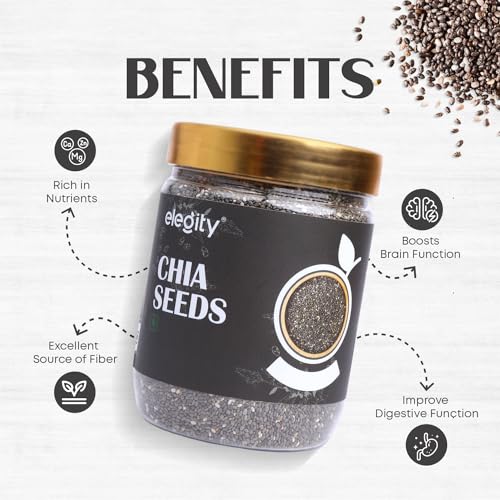 Image of Elegity Black Chia Seeds Pack of 2 (250 gm each) | Nutrient-Rich Snack | Organic | Keto Friendly