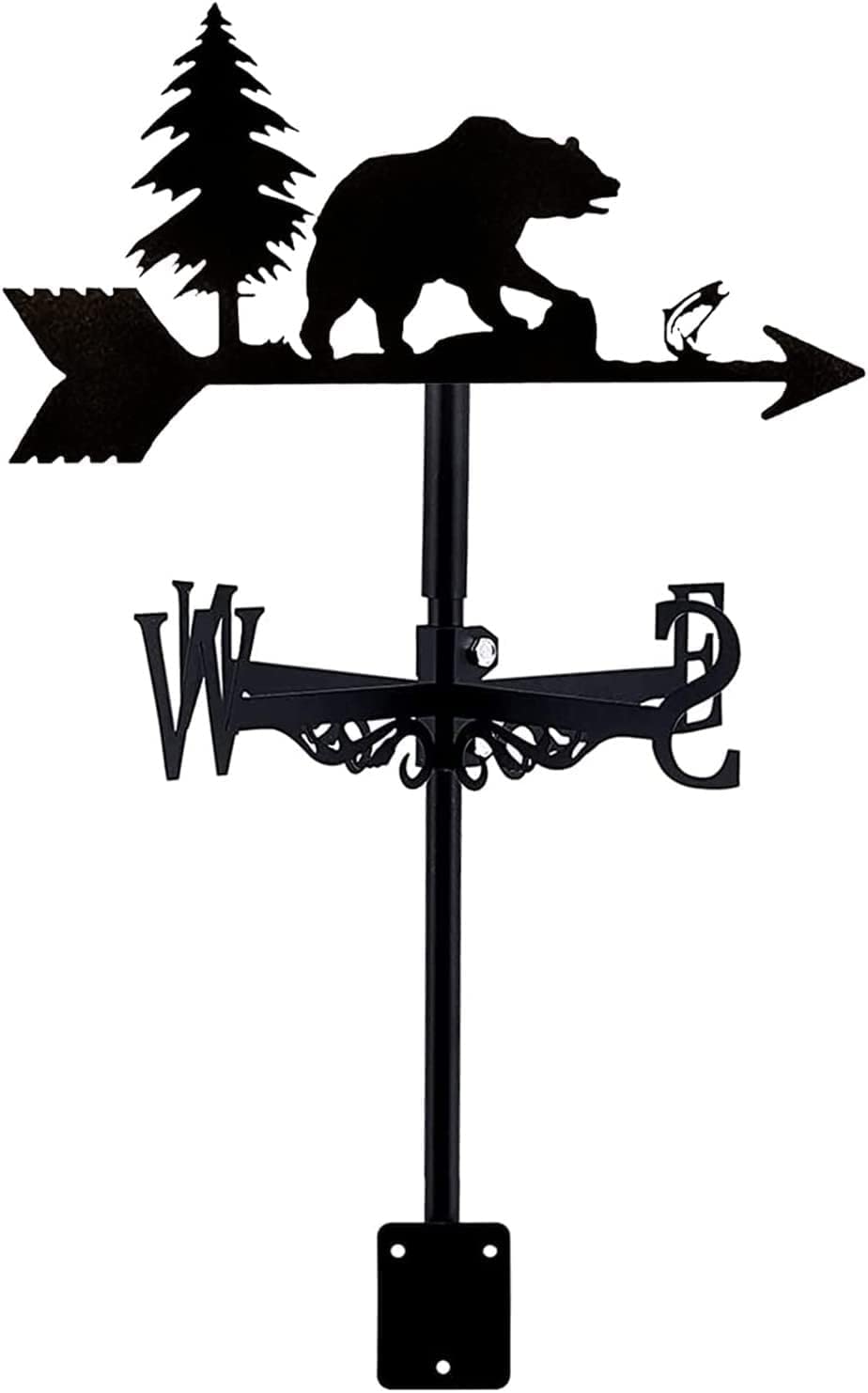 Klonwg T Weather Vane With Roof Moun Weathervane Wind Direction Indicator, Retro Weathercock Metal Weathercock Garden