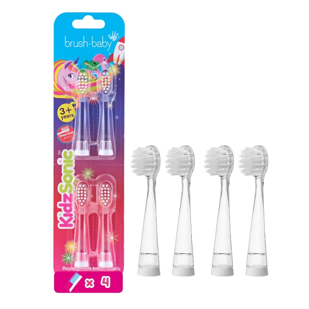 Brush-Baby KidzSonic Rocket and Unicorn Replacement Brush Heads Age 3+ (4 per Pack)