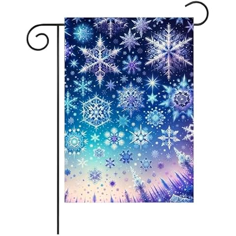 Pickako Beautiful Snowflake Winter Landscape Fantasy Forest Snow Flake Garden Flag 12¡Á18 Inch Small Vertical Double Sided Seasonal Outside Decor for Farmhouse Yard Cover