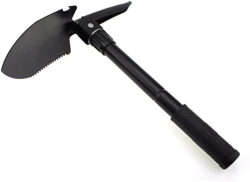 Camping Folding Shovel,Multi-Functional Survival Spade Military Mini Portable Stainless Steel Shovel for Camping, Backpacking, Gardening, Hiking (Black)