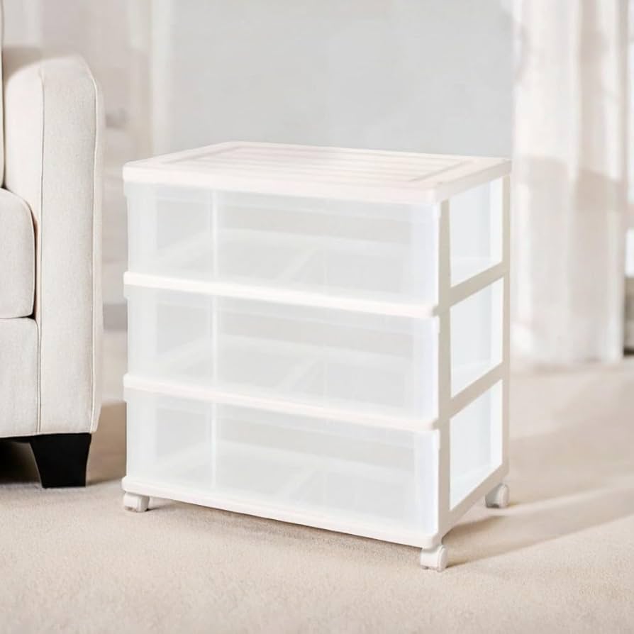 収納チェスト 衣類収納チェスト 3段6杯 ホワイト Amazon｜衣装ケース 3段 キャスター付き プラスチック ワイド