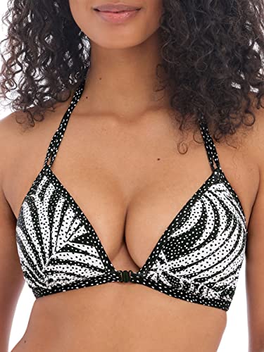Haut de bikini triangle Freya Gemini Palm monochrome blanc pour femme