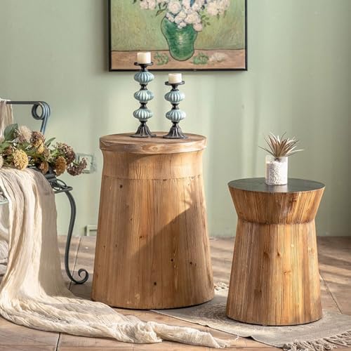 Table de chevet ronde simple en bois pour optimiser les petits salons - 5