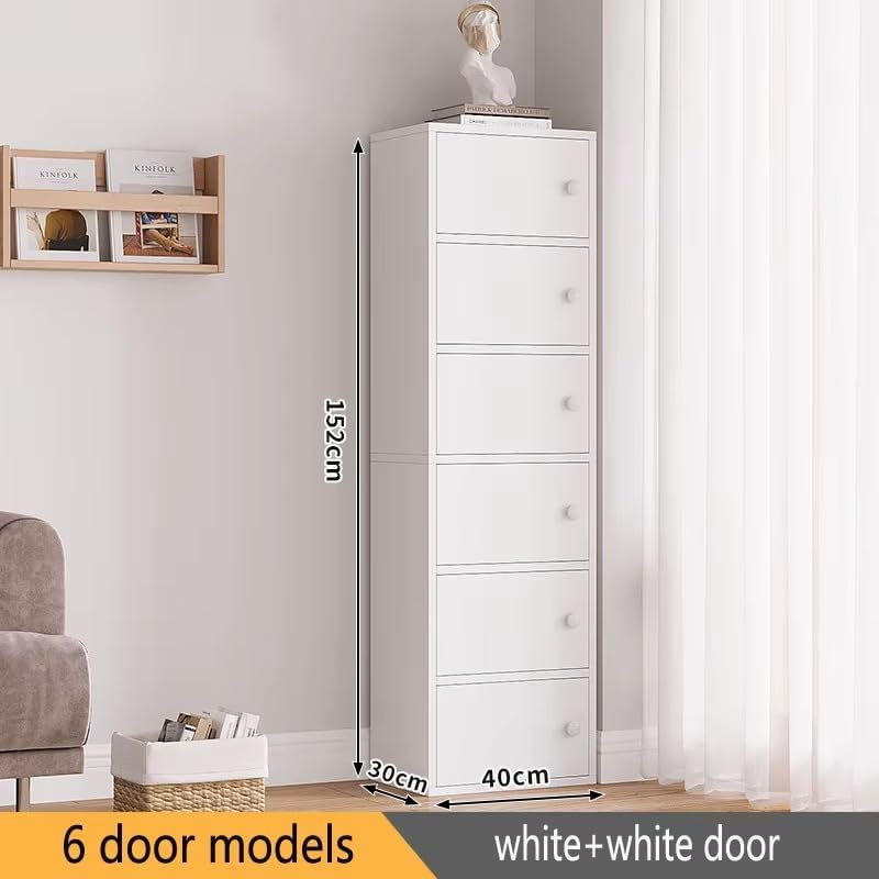 Image of Mevigo Foldable Wooden Wardrobe for Bedroom 6-Shelf Engineered Wood Storage Cabinet for Collapsible Cupboard Almirah for Clothes Space Saving Wooden Wardrobe with Door White