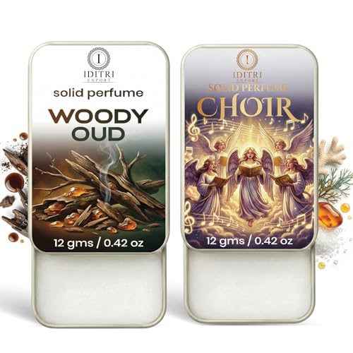 Image of Solid Perfume |Woody oud&Choir Alcohol Free Wax Perfume Balm, Long Lasting | Pocket Tin 12g, Pack Of 2| Non Greasy Smooth Glide, Travel Friendly Men And Women