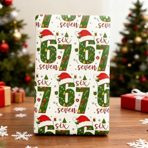 𝟨𝟩 Wrapping Paper Christmas, Funny Christmas Wrapping Paper, 𝖲𝗂𝗑 𝖲𝖾𝗏𝖾𝗇 Gift Wrap Papers for Holiday Decor (White-1PC)
