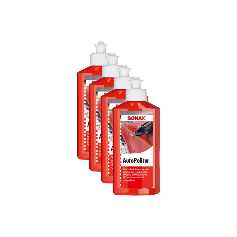 SONAX 4 x 03002000 Voiture Polissage Vernis d'entretien Cire de Carnauba 500 ML