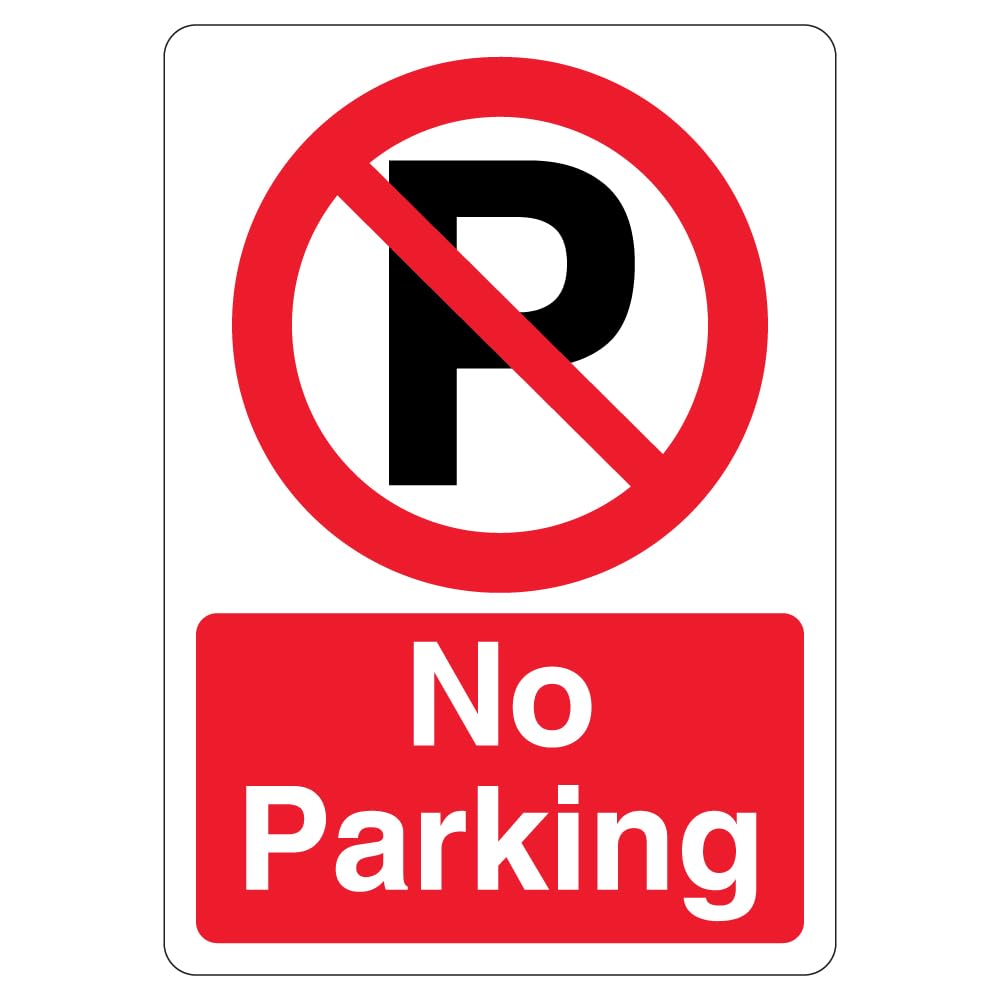 V Safety No Parking - Prohibition Symbol With ‘P’ 210 x 297 mm (A4) - 1mm Rigid Plastic Safety Sign