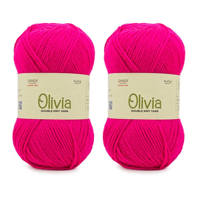 Image of Ganga Acrowools Acrylic Olivia, Double Knit Yarn. Hand Knitting and Crochet Yarn. Oekotex Class 1 Certified. Pack of 2 Balls - 100Gms Each. Shade No - Olv036, Orange
