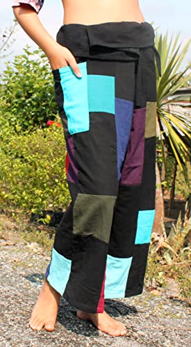 RaanPahMuang Brand Muang Patch Black Waist Fisherman Wrap Pants2