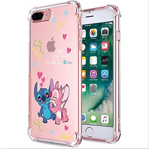 Noelind Stit CP for iPhone 7 Plus/8 Plus Case Cute Cartoon Clear Character Case for Girls Kids Boys Funny Kawaii case with 4 Corner Shockproof Soft Protection TPU for iPhone 7 Plus/8 Plus Cover