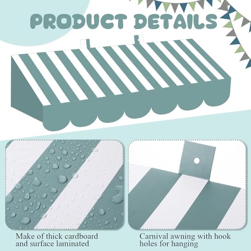 Image of Tallew 4 Pcs 3D Circus Awning Wall Decoration Farmers Market Party Decorations Carnival Awning for Halloween Carnival Theme Party Classroom Decorations(Calming Blue)