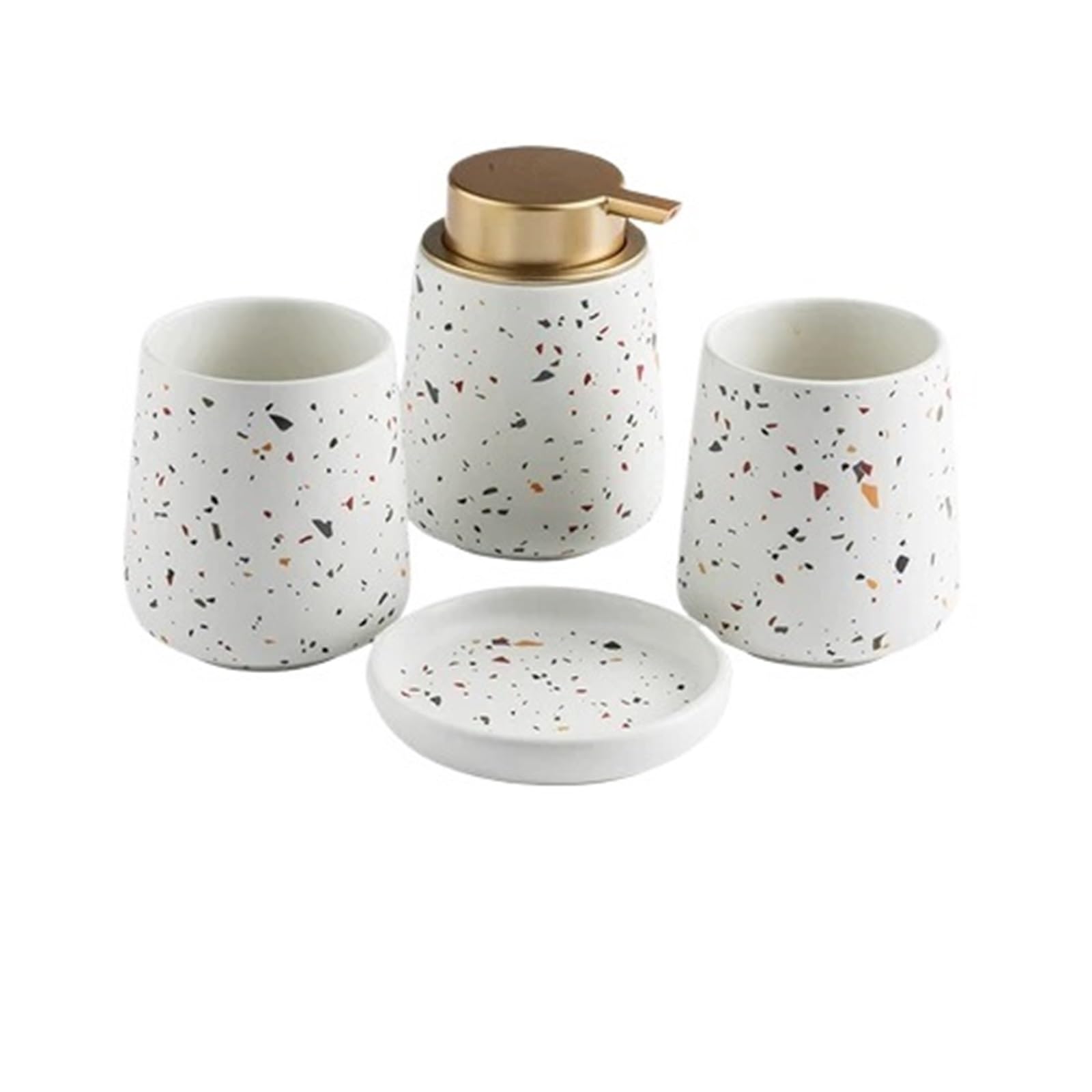 Bathroom Set Bathroom Decoration Set, Ceramic, Emulsion Bottle, Gargle Cup, Soap Dish, Art Supplies(White set4)