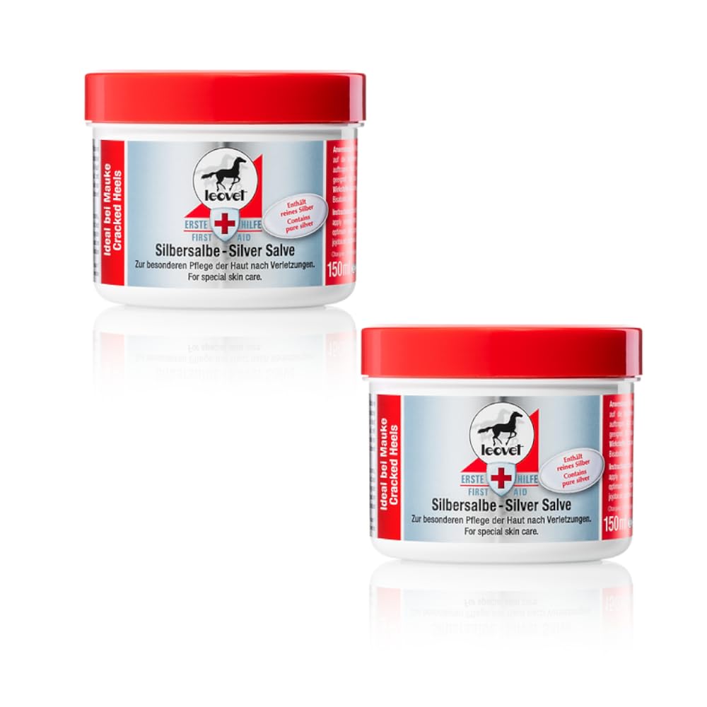 Leovet Baume Premier Secours Argent | Pack Double | 2 x 150 ML | Peut contribuer à Un Soin Particulier de la Peau après des blessures | Peut être utilisé en Soutien Contre la dermatophilose