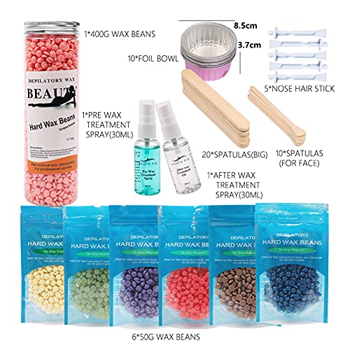 Macddy Hair Removal Set met 6 zakken Wax kralen, geschikt voor bikini's, onderarmen, benen, gezicht, wax kralen met… - Afbeelding 5