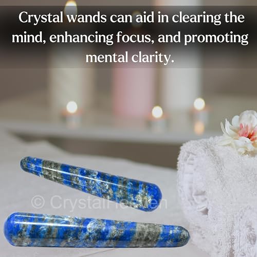 Image of Certified Lapis Lazuli Crystal Wand - Smooth Crystal Wand for Energy Healing, Chakra Balancing, Meditation and Home Decor - Crystals and Healing Stones for Gift