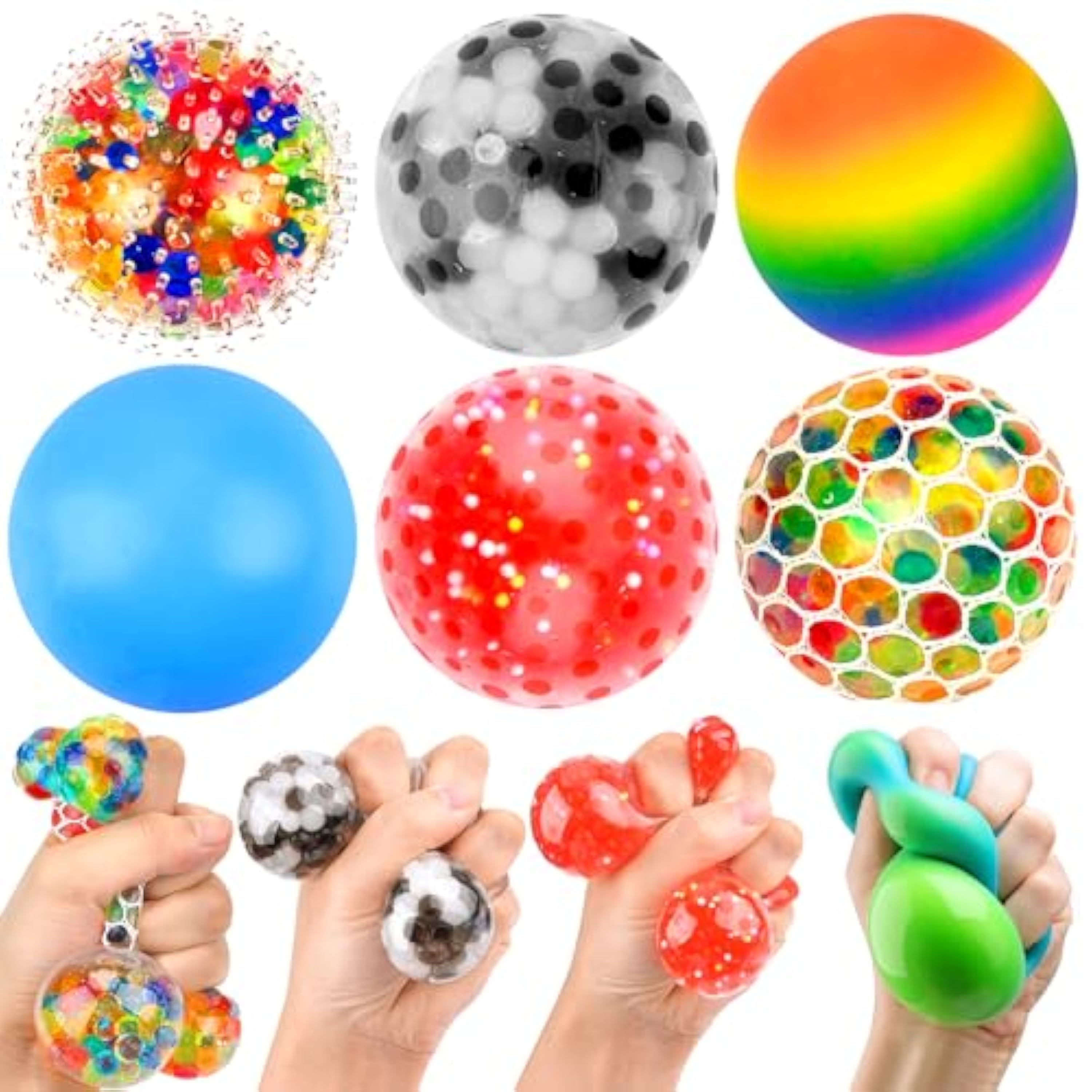 6 Piezas Pelota Antiestres, Squishy Bolas Antiestres, Fidget Toy, Juguetes Sensoriales, Antiestres Adultos, Juguetes Autismo para Aliviar la Fatiga de los Dedos para Aliviar la Ansiedad