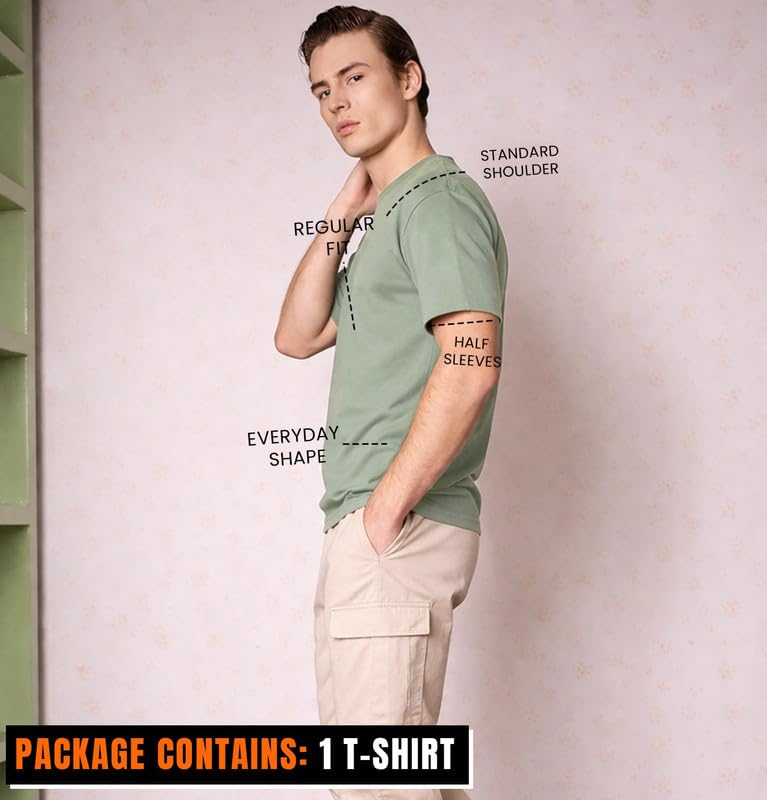 Image of Sleepynuts Men's Regular Fit Round Neck Half Sleeves Solid Casual Wear T-Shirt