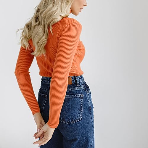 Image of TICIFEN Women Turtleneck Knit Sweaters Basic Casual Long Sleeve Shirts Slim Fit Thermal Underwear Tops Soft Rib Sweater Tee