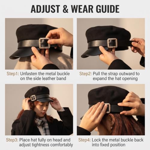 Gorra Newsboy para Mujer Color Negro miniatura 5