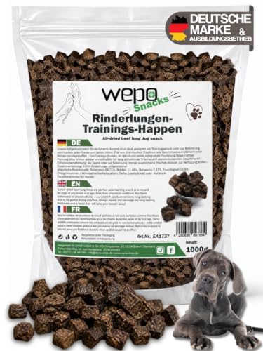 WEPO 1kg Rinderlunge getrocknet - Rinderlungenwürfel für Hunde - Dog Treats